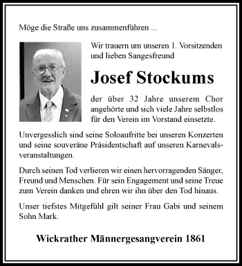 Traueranzeige von Josef Stockums von trauer.extra-tipp-moenchengladbach.de