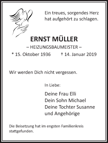 Traueranzeige von Ernst Müller von trauer.extra-tipp-moenchengladbach.de