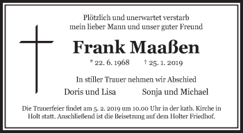 Traueranzeige von Frank Maaßen von trauer.extra-tipp-moenchengladbach.de