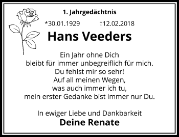 Traueranzeige von Hans Veeders von trauer.mein.krefeld.de