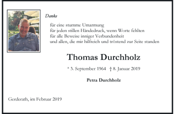 Traueranzeige von Thomas Duchhholz von trauer.extra-tipp-moenchengladbach.de
