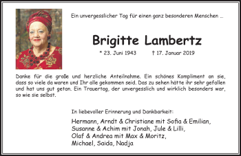 Traueranzeige von Brigitte Lambertz von trauer.extra-tipp-moenchengladbach.de