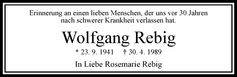  Traueranzeige für Wolfgang Rebig vom 05.05.2019 aus trauer.extra-tipp-moenchengladbach.de