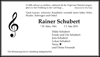 Traueranzeige von Rainer Schubert von trauer.extra-tipp-moenchengladbach.de