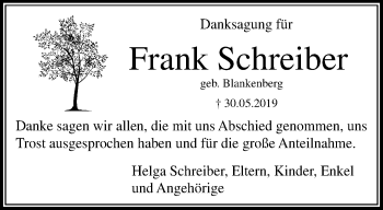 Traueranzeige von Frank Schreiber von trauer.extra-tipp-moenchengladbach.de