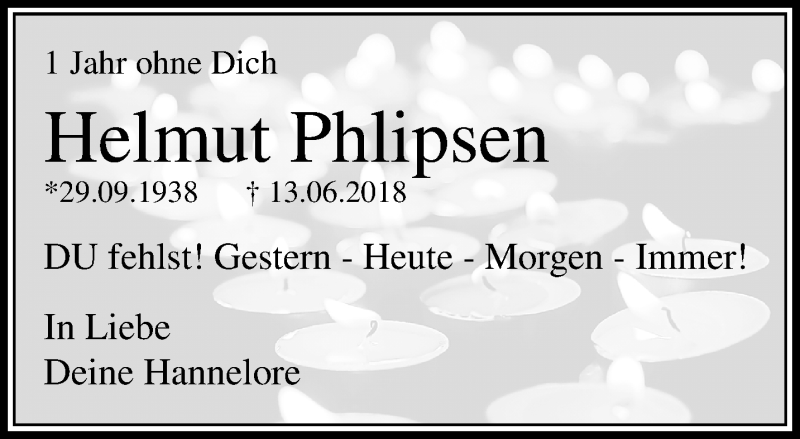  Traueranzeige für Helmut Phlipsen vom 16.06.2019 aus trauer.extra-tipp-moenchengladbach.de