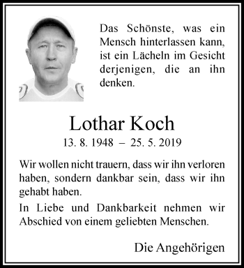 Traueranzeige von Lothar Koch von trauer.extra-tipp-moenchengladbach.de