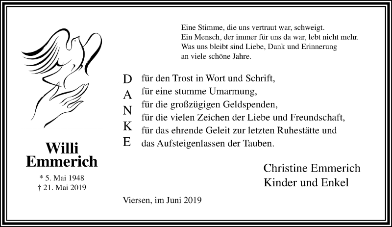  Traueranzeige für Willi Emmerich vom 23.06.2019 aus trauer.extra-tipp-moenchengladbach.de