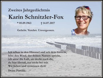 Traueranzeige von Karin Schnitzler-Fox von trauer.extra-tipp-moenchengladbach.de