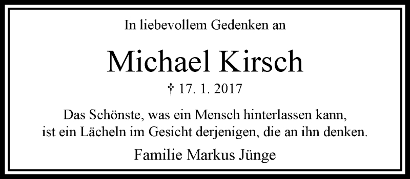  Traueranzeige für Michael Kirsch vom 19.01.2020 aus trauer.extra-tipp-moenchengladbach.de