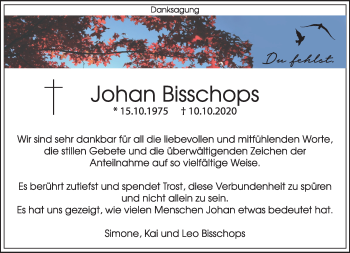 Traueranzeige von Johan Bisschops von trauer.extra-tipp-moenchengladbach.de