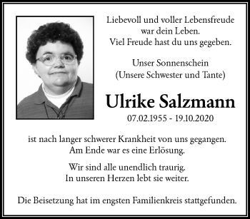 Traueranzeige von Ulrike Salzmann von trauer.wuppertaler-rundschau.de