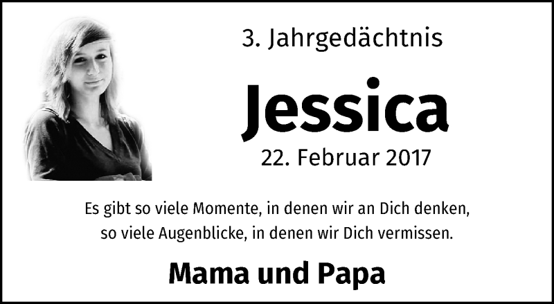  Traueranzeige für Jessica  vom 23.02.2020 aus trauer.mein.krefeld.de