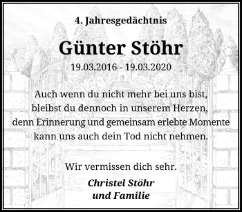 Traueranzeige von Günter Stöhr von trauer.wuppertaler-rundschau.de