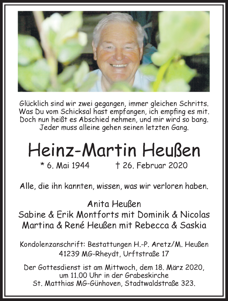  Traueranzeige für Heinz-Martin Heußen vom 08.03.2020 aus trauer.extra-tipp-moenchengladbach.de