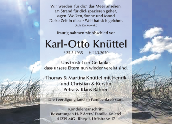 Traueranzeige von Karl-Otto Knüttel von trauer.extra-tipp-moenchengladbach.de
