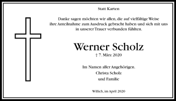 Traueranzeige von Werner Scholz von trauer.extra-tipp-moenchengladbach.de