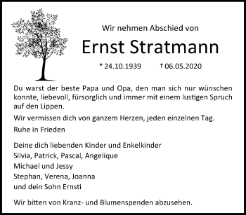 Traueranzeige von Ernst Stratmann von trauer.extra-tipp-moenchengladbach.de
