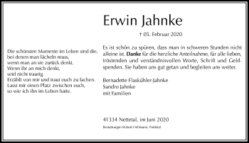 Traueranzeige von Erwin Jahnke von trauer.extra-tipp-moenchengladbach.de