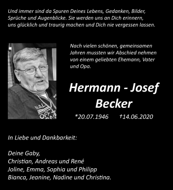 Traueranzeige von Hermann-Josef Becker von trauer.extra-tipp-moenchengladbach.de