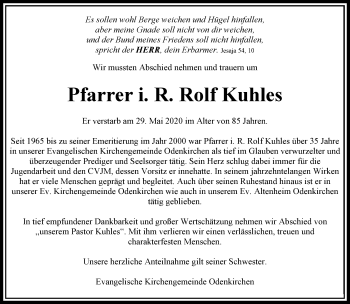 Traueranzeige von Rolf Kuhles von trauer.extra-tipp-moenchengladbach.de