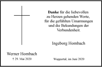 Traueranzeige von Werner Hombach von trauer.wuppertaler-rundschau.de