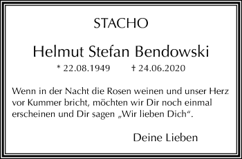 Traueranzeige von Helmut Stefan Bendowski von trauer.mein.krefeld.de