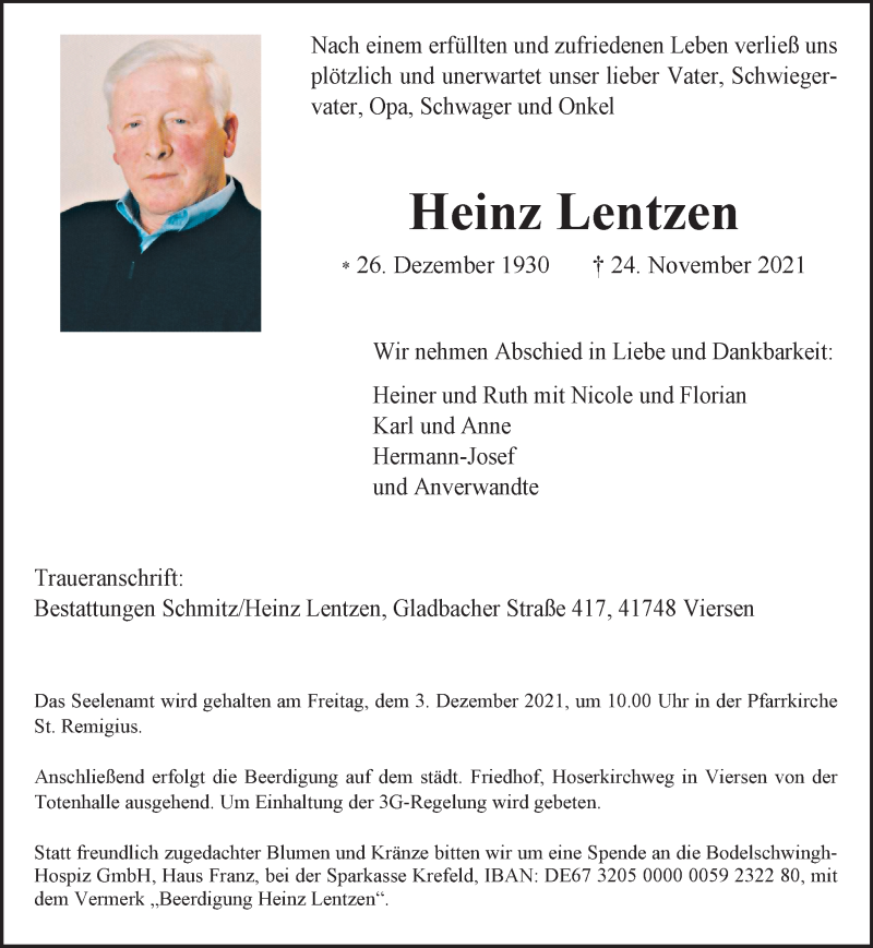 Traueranzeige für Heinz Lentzen vom 28.11.2021 aus trauer.extra-tipp-moenchengladbach.de
