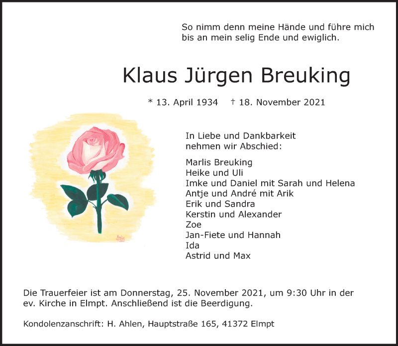  Traueranzeige für Klaus Jürgen Breuking vom 21.11.2021 aus trauer.extra-tipp-moenchengladbach.de