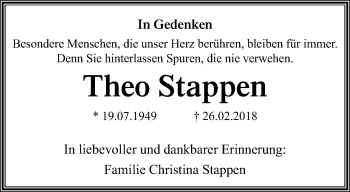 Traueranzeige von Theo Stappen von trauer.extra-tipp-moenchengladbach.de