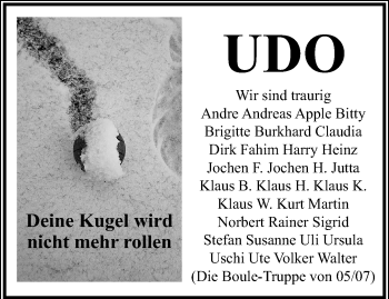 Traueranzeige von Udo  von trauer.extra-tipp-moenchengladbach.de