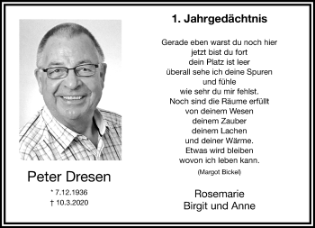 Traueranzeige von Peter Dresen von trauer.extra-tipp-moenchengladbach.de