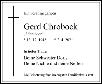 Traueranzeige von Gerd Chrobock von trauer.wuppertaler-rundschau.de