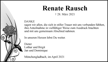 Traueranzeige von Renate Rausch von trauer.extra-tipp-moenchengladbach.de