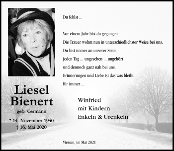 Traueranzeige von Liesel Bienert von trauer.extra-tipp-moenchengladbach.de