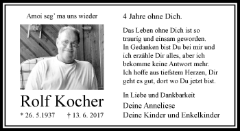 Traueranzeige von Rolf Kocher von trauer.wuppertaler-rundschau.de