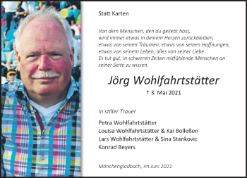 Traueranzeige von Jörg Wohlfahrtstätter von trauer.extra-tipp-moenchengladbach.de