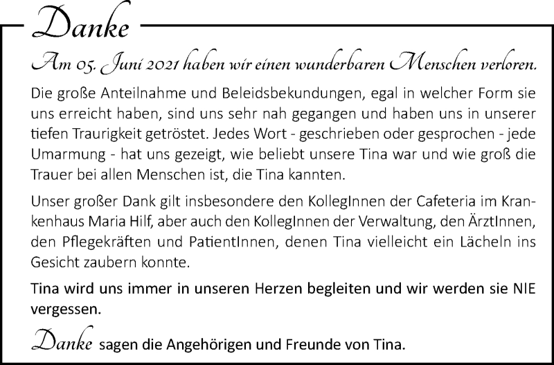  Traueranzeige für Tina Tepass vom 04.07.2021 aus trauer.mein.krefeld.de