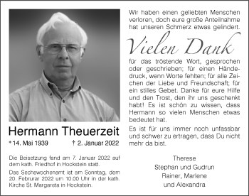 Traueranzeige von Hermann Theuerzeit von trauer.extra-tipp-moenchengladbach.de