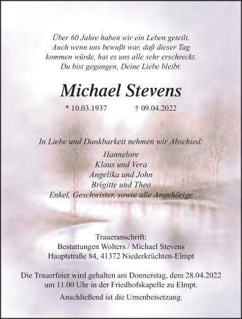 Traueranzeige von Michael Stevens von trauer.extra-tipp-moenchengladbach.de