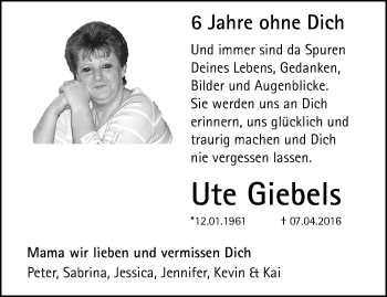 Traueranzeige von Ute Giebels von trauer.extra-tipp-moenchengladbach.de
