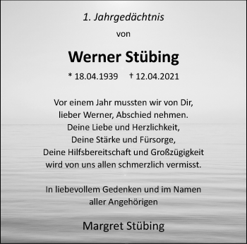 Traueranzeige von Werner Stübing von trauer.extra-tipp-moenchengladbach.de