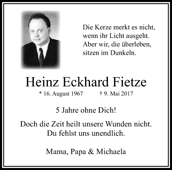 Traueranzeige von Heinz Eckhard Fietze von trauer.extra-tipp-moenchengladbach.de