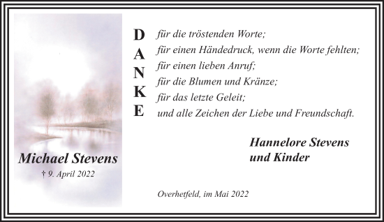 Traueranzeige von Michael Stevens von trauer.extra-tipp-moenchengladbach.de