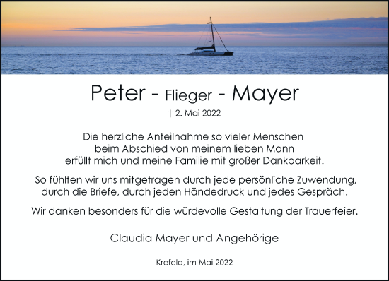Traueranzeige von Peter Mayer von trauer.mein.krefeld.de