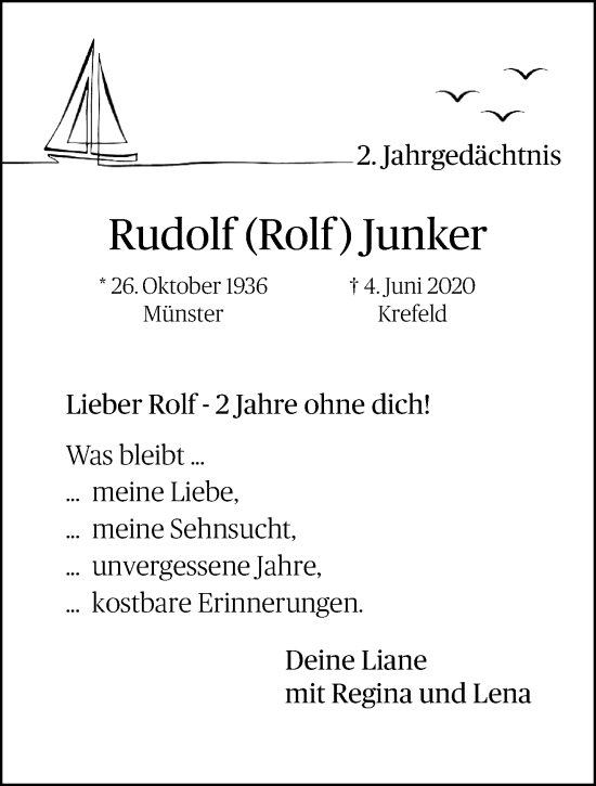 Traueranzeige von Rudolf  Junker von trauer.mein.krefeld.de