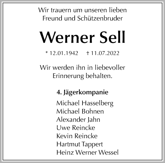 Traueranzeige von Werner Sell von trauer.mein.krefeld.de