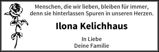 Traueranzeige von Ilona Kelichhaus von trauer.wuppertaler-rundschau.de