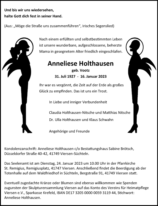 Traueranzeige von Anneliese Holthausen von trauer.extra-tipp-moenchengladbach.de