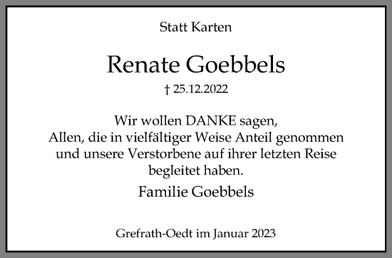Traueranzeige von Renate Goebbels von trauer.mein.krefeld.de